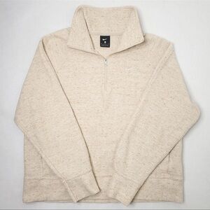Nike Womens Sweatshirt Size L Beige 1/4 Zip Pockets Long Sleeve Pullover Fleece